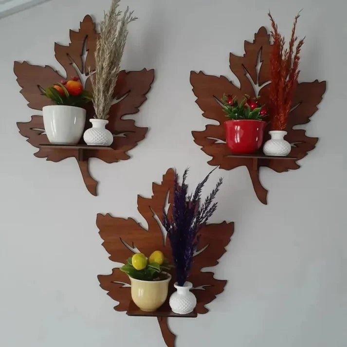 4-Piece Nature Leaf Décor Shelves – 6 Inch