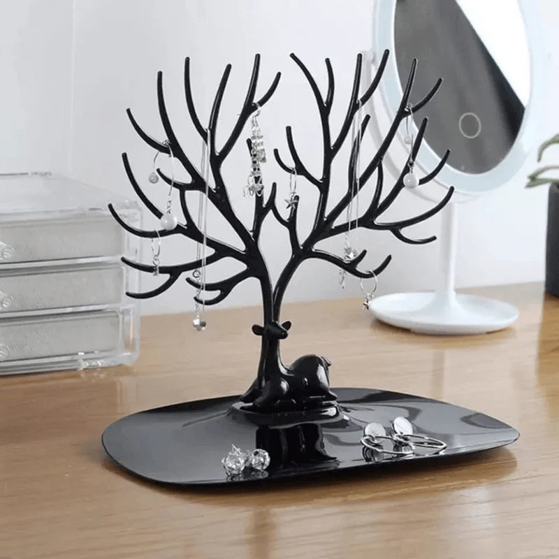 Sleek Deer Art Jewelry Organizer Holder With Base Tray