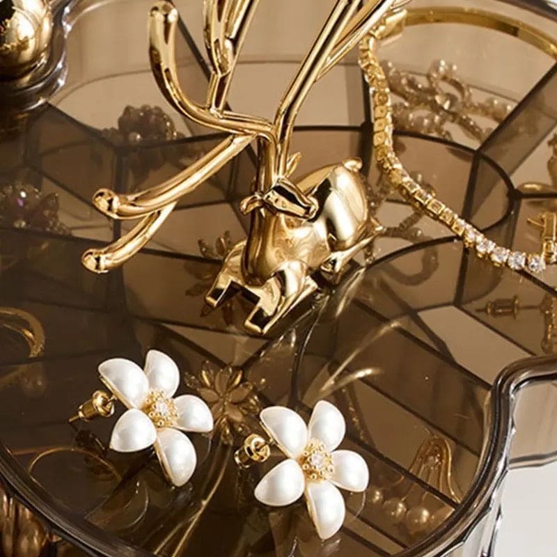 DeerLuxe Compact 3-Tier Jewelry Case