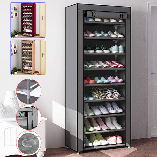 10 Layer Shoe Storage Rack with Dustproof Fabric Cover
