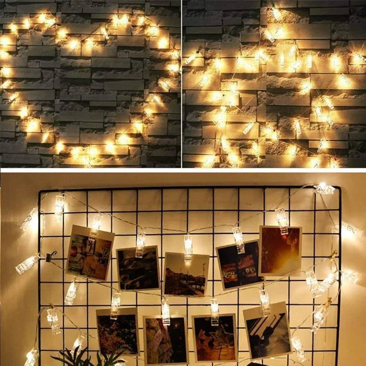 GlowFrame Photo Hanging Lights clips
