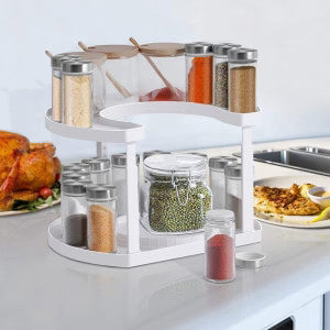 Twin-Tier Rotating Condiment Rack