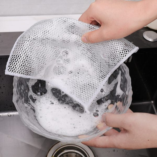3Pcs Silver Wire Kitchen Cleaning Dish Cloth