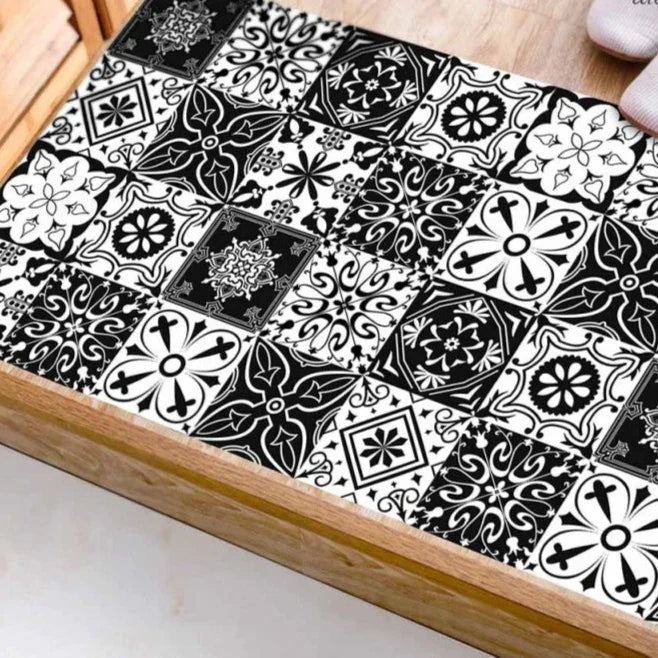 Peel & Stick Black & White Tile Covers – Set Of 12