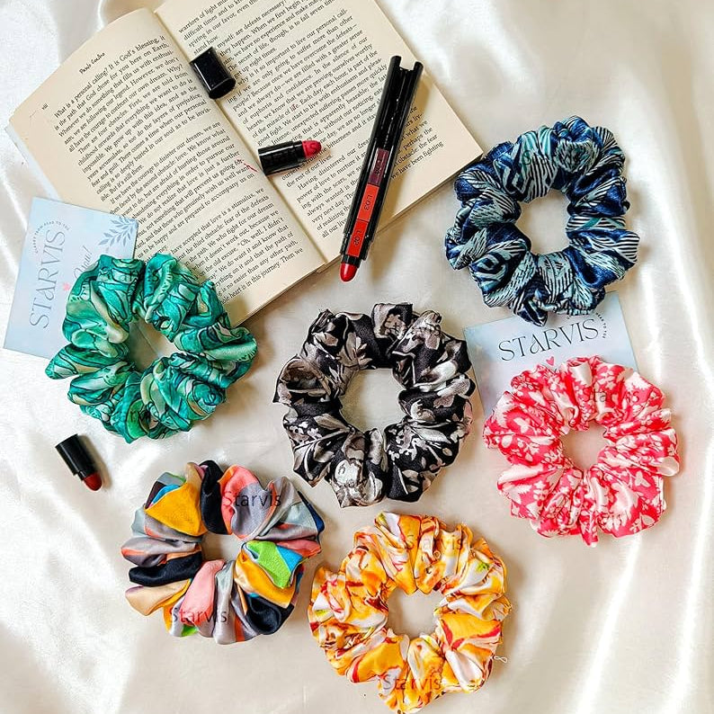 3Pcs Fun Colorful Silk Scrunchies For Girls