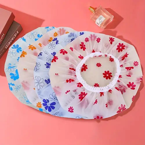 Triple Pack Reusable Waterproof Shower Caps
