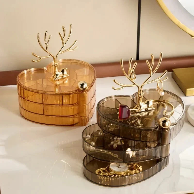 DeerLuxe Compact 3-Tier Jewelry Case