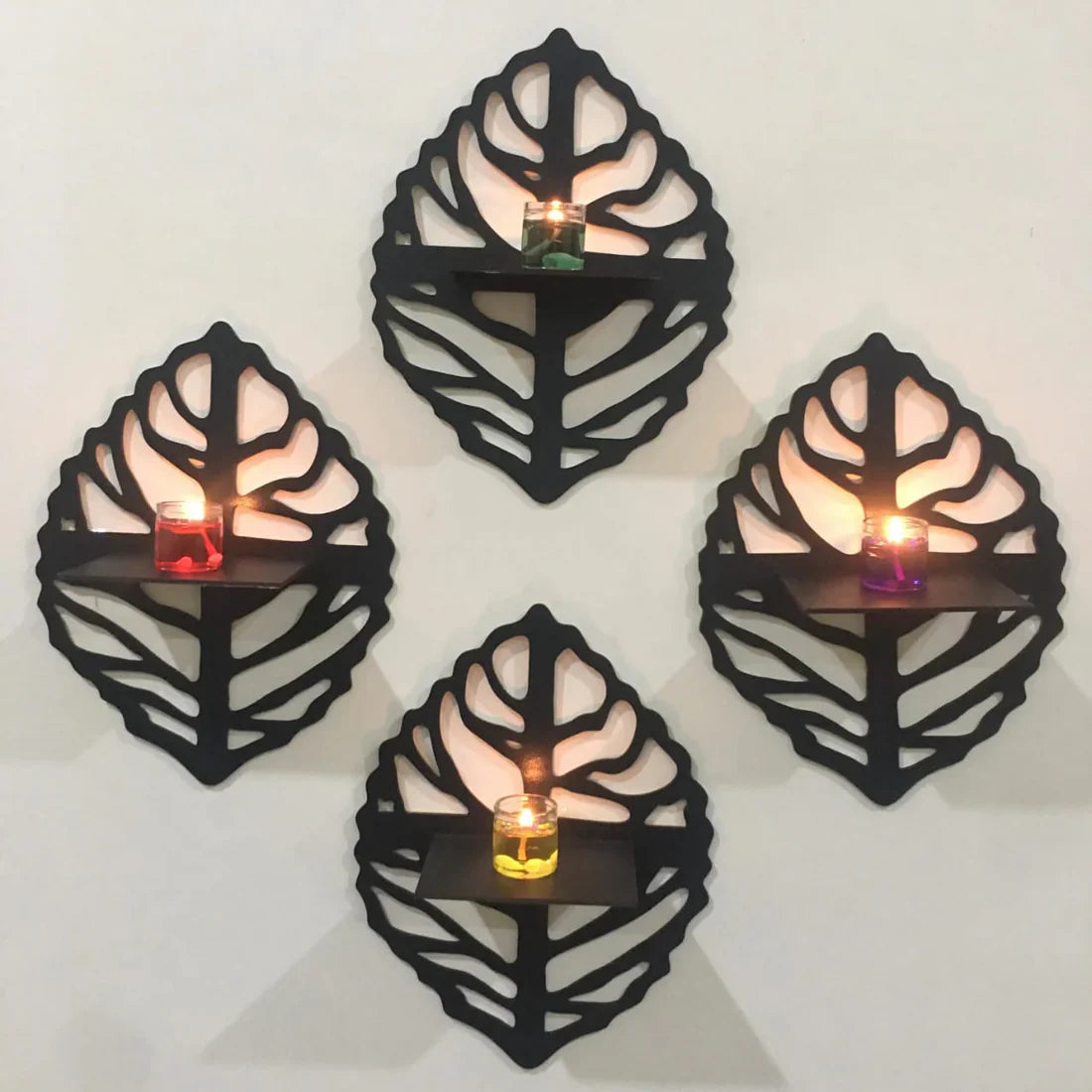 Nature-Inspired Leaf Wall Shelves – 4-Piece Set (6Inch)