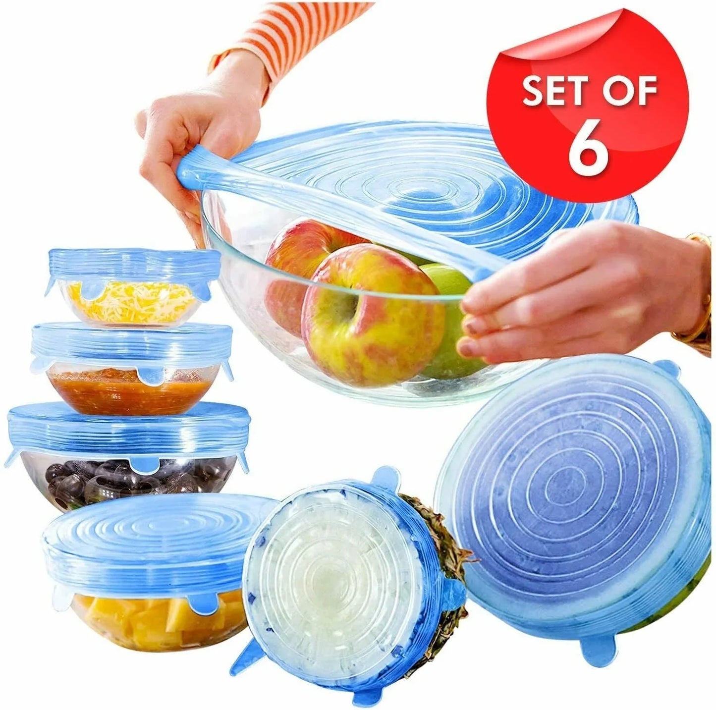 6Pack Reusable Silicone Stretch Lids