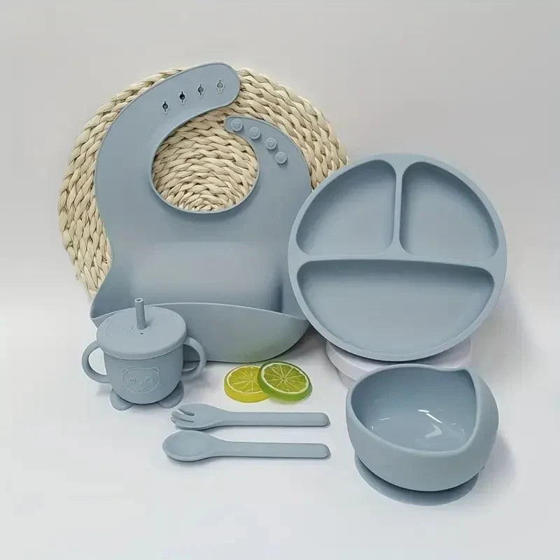 8PCS All In One Silicone Toddler Feeding Kit