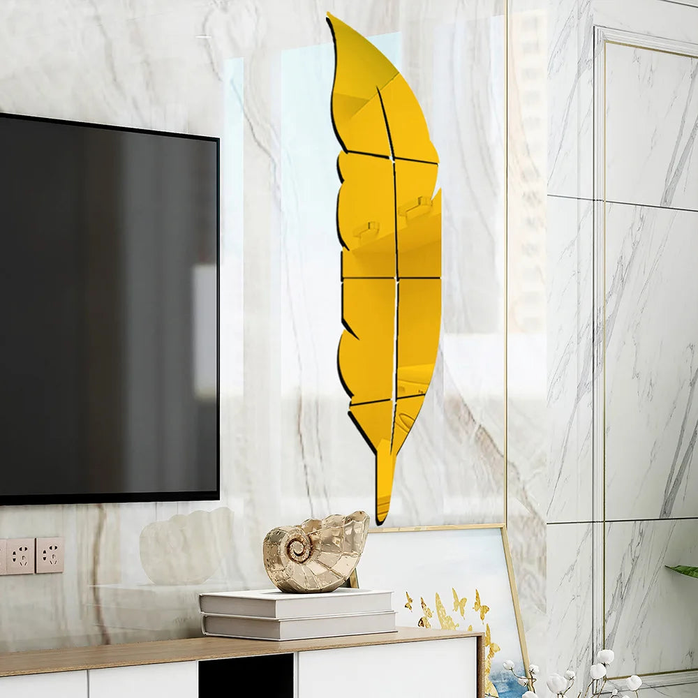 Acrylic Angel Wings Mirror Wall Decal (37x7 Inch)