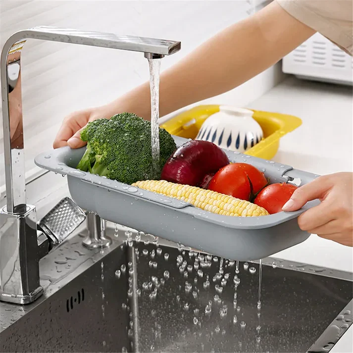 Sink Rack with Expandable Basket