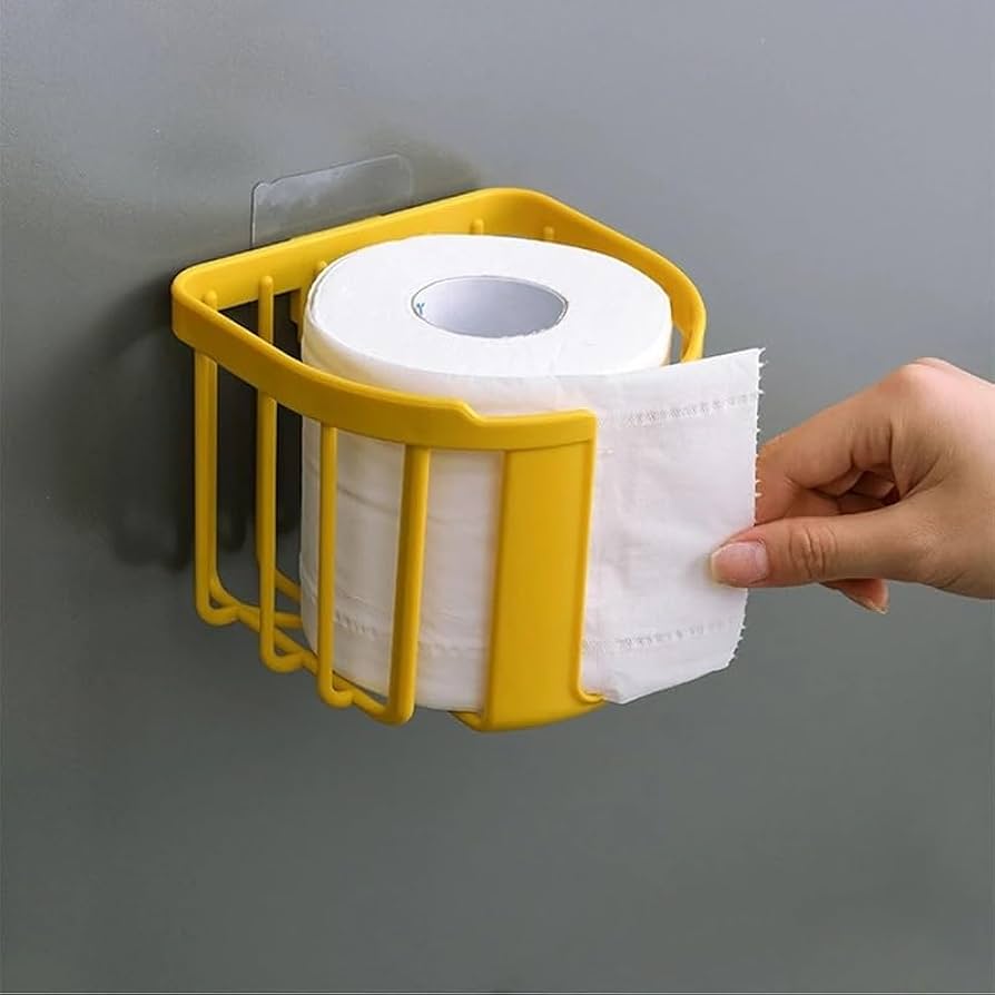 Wall Mounted Adhesive Tissue Roll Holder Basket