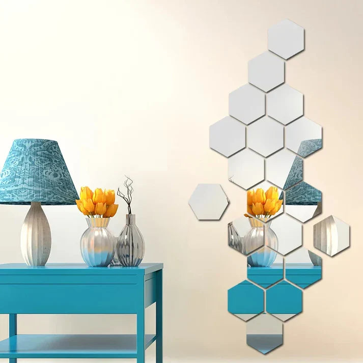 12 Pcs Mirror Hex Shine Sliver (4x4)