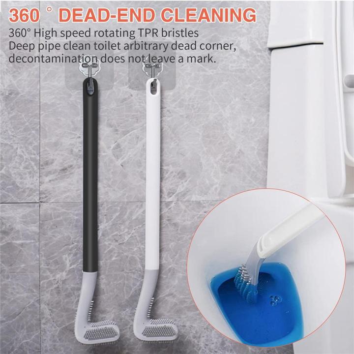 Hockey Style Toilet Cleaning Brush With Strong Bristles