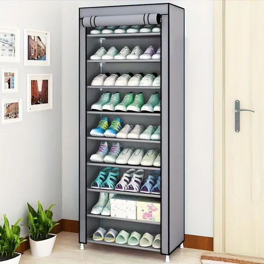 10 Layer Shoe Storage Rack with Dustproof Fabric Cover