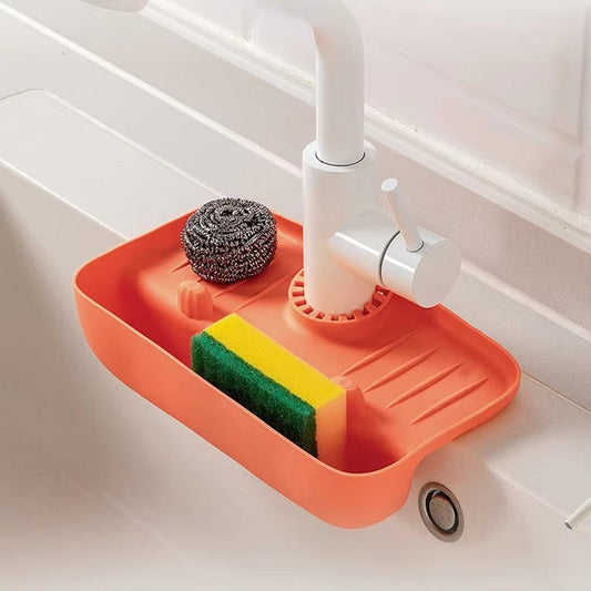 Silicone Faucet Drain Shelf Splash Proof Kitchen Sink Organizer
