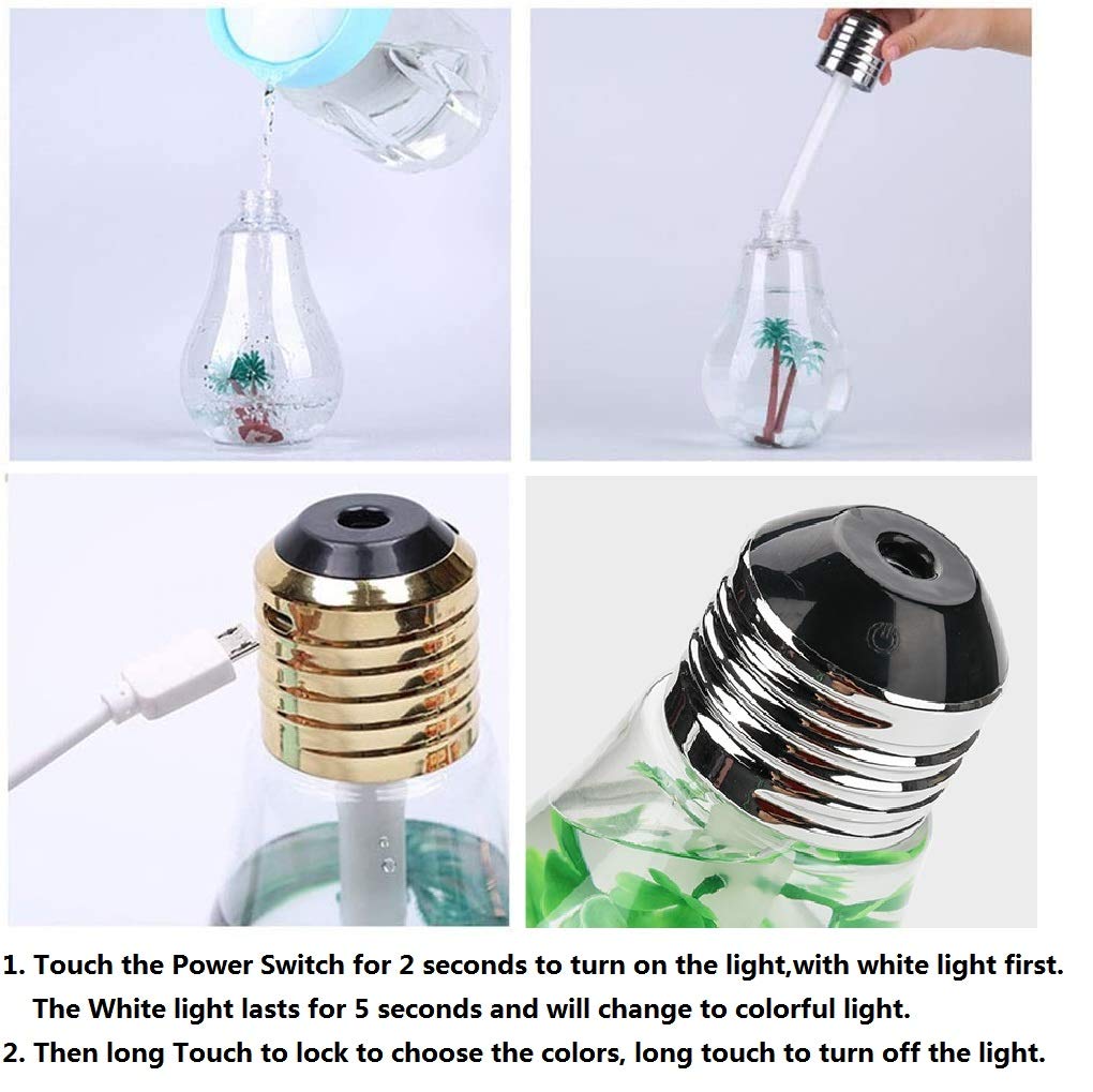 LED Bulb Cool Mist Humidifier With Color Light