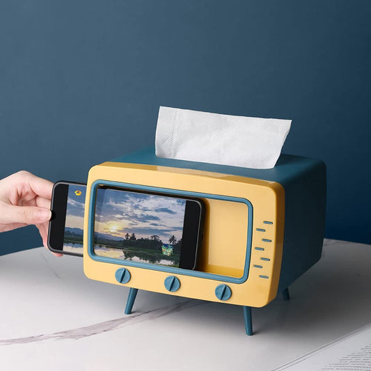Creative 2 In 1 TV Shape Tissue Box With Phone Holder
