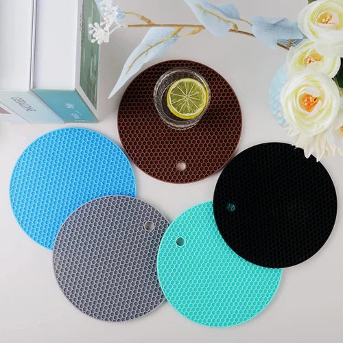 Round Silicone Heat Resistant Pot Mat (Multicolor)