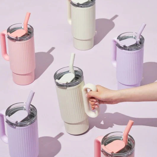 Frost Peak Ribbed Tumbler With Straw