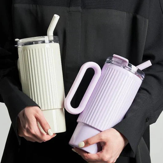 Frost Peak Ribbed Tumbler With Straw