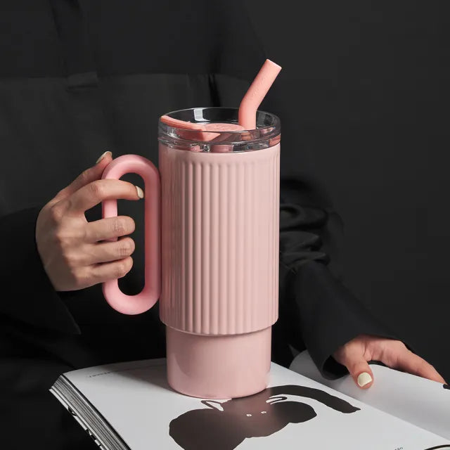 Frost Peak Ribbed Tumbler With Straw