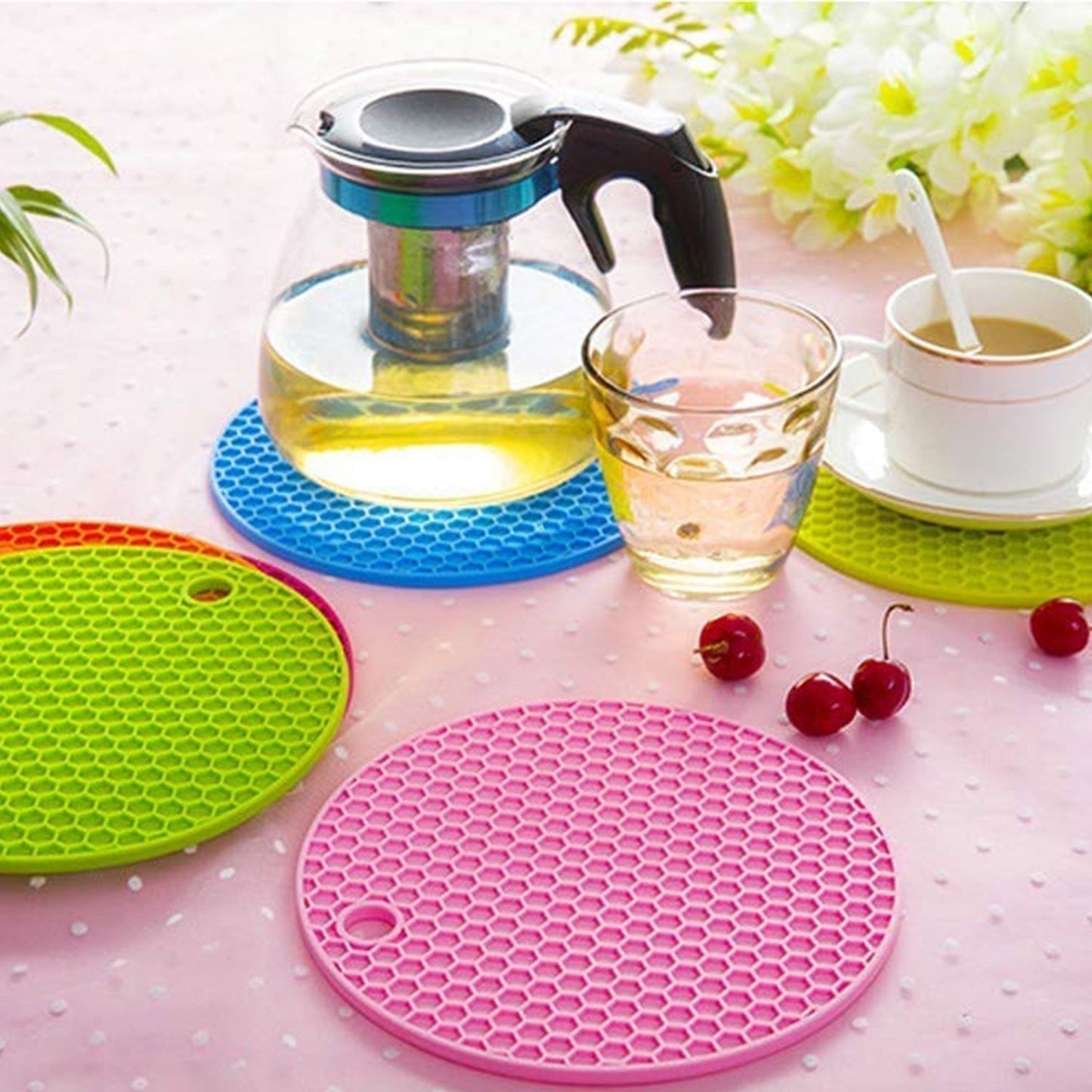 Round Silicone Heat Resistant Pot Mat (Multicolor)