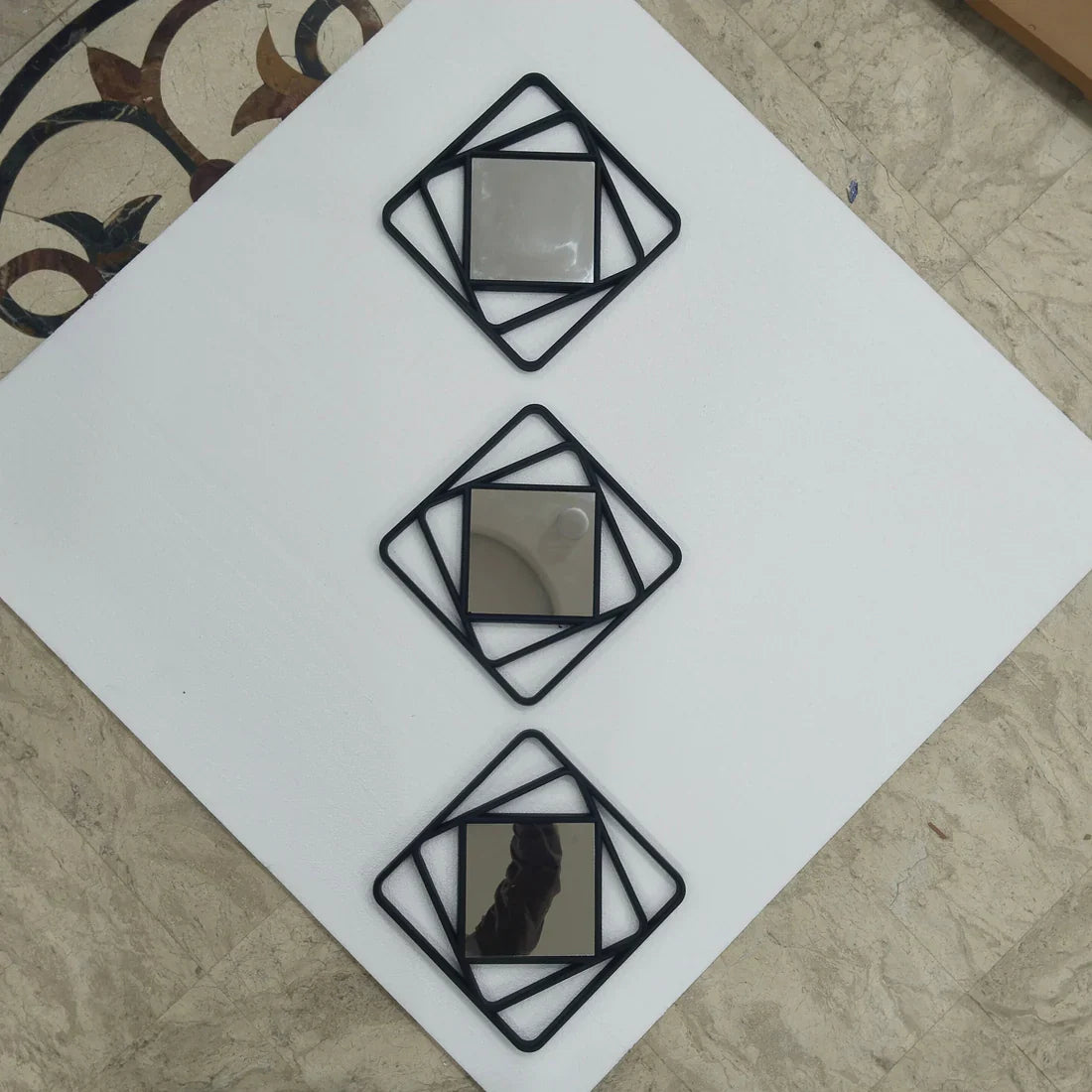 3-Piece Hexagon Wall Mirror Set, 6x6 Inch
