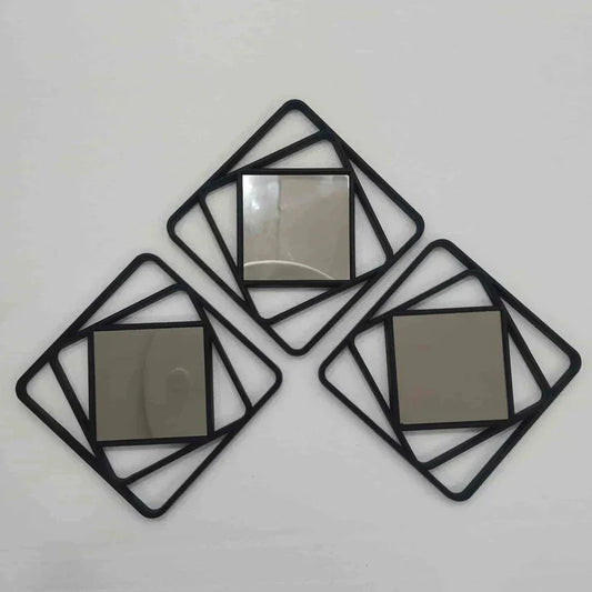 3-Piece Hexagon Wall Mirror Set, 6x6 Inch