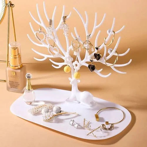 Sleek Deer Art Jewelry Organizer Holder With Base Tray