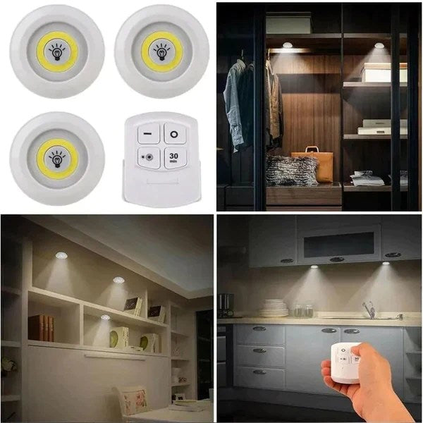 3 Pcs Wireless LED Closet Lights With Remote Control