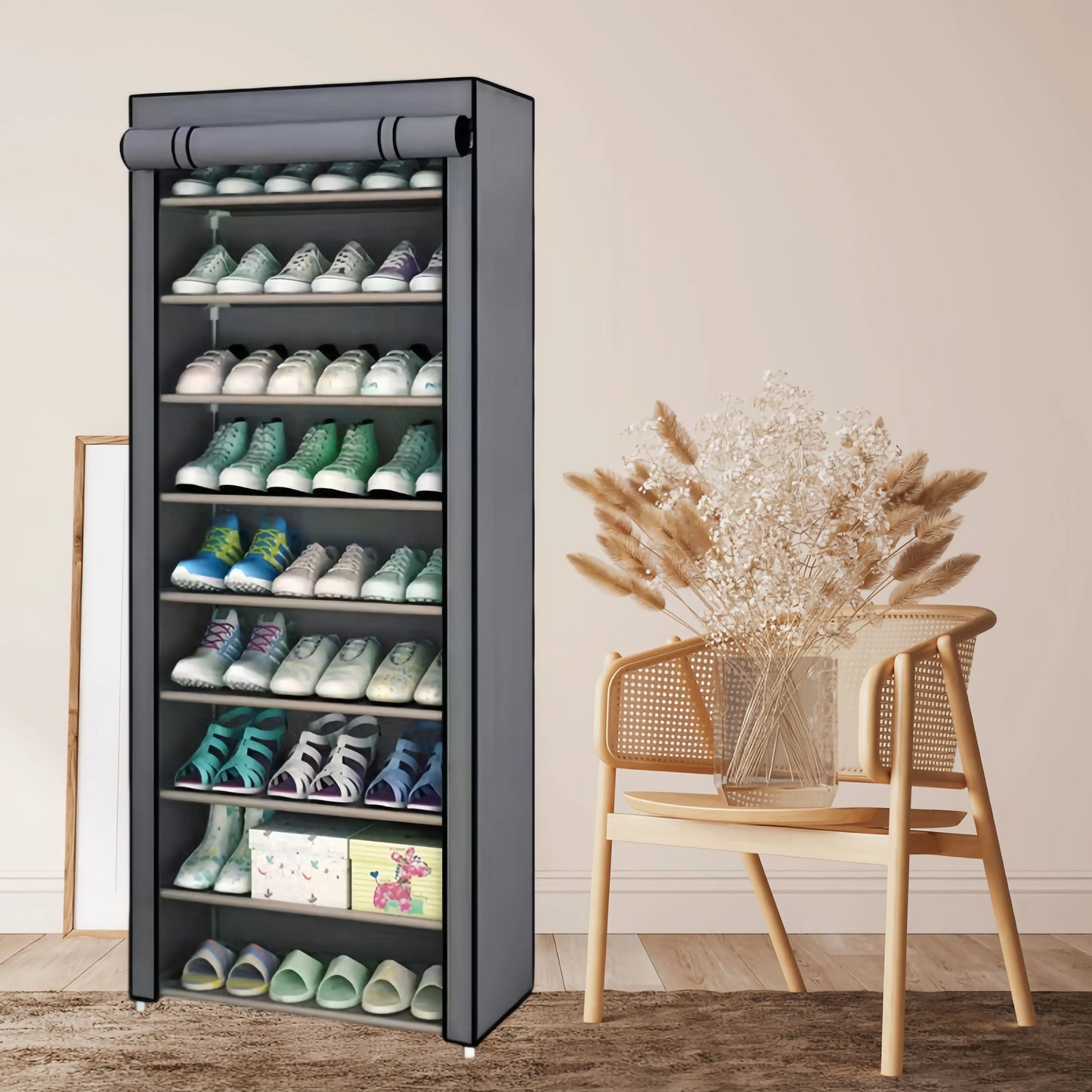 10 Layer Shoe Storage Rack with Dustproof Fabric Cover