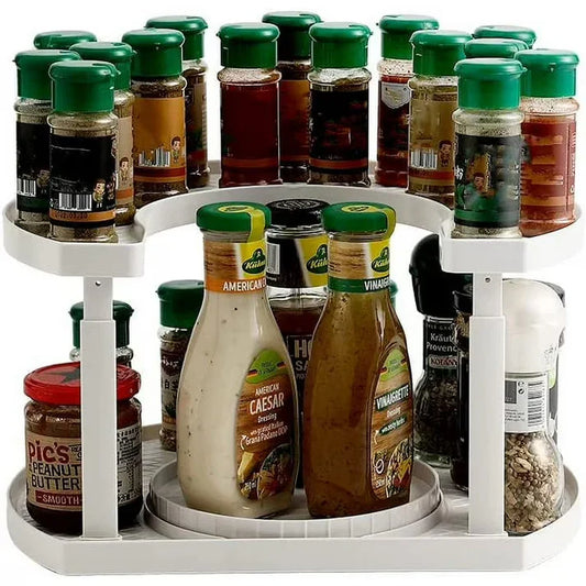 Twin-Tier Rotating Condiment Rack