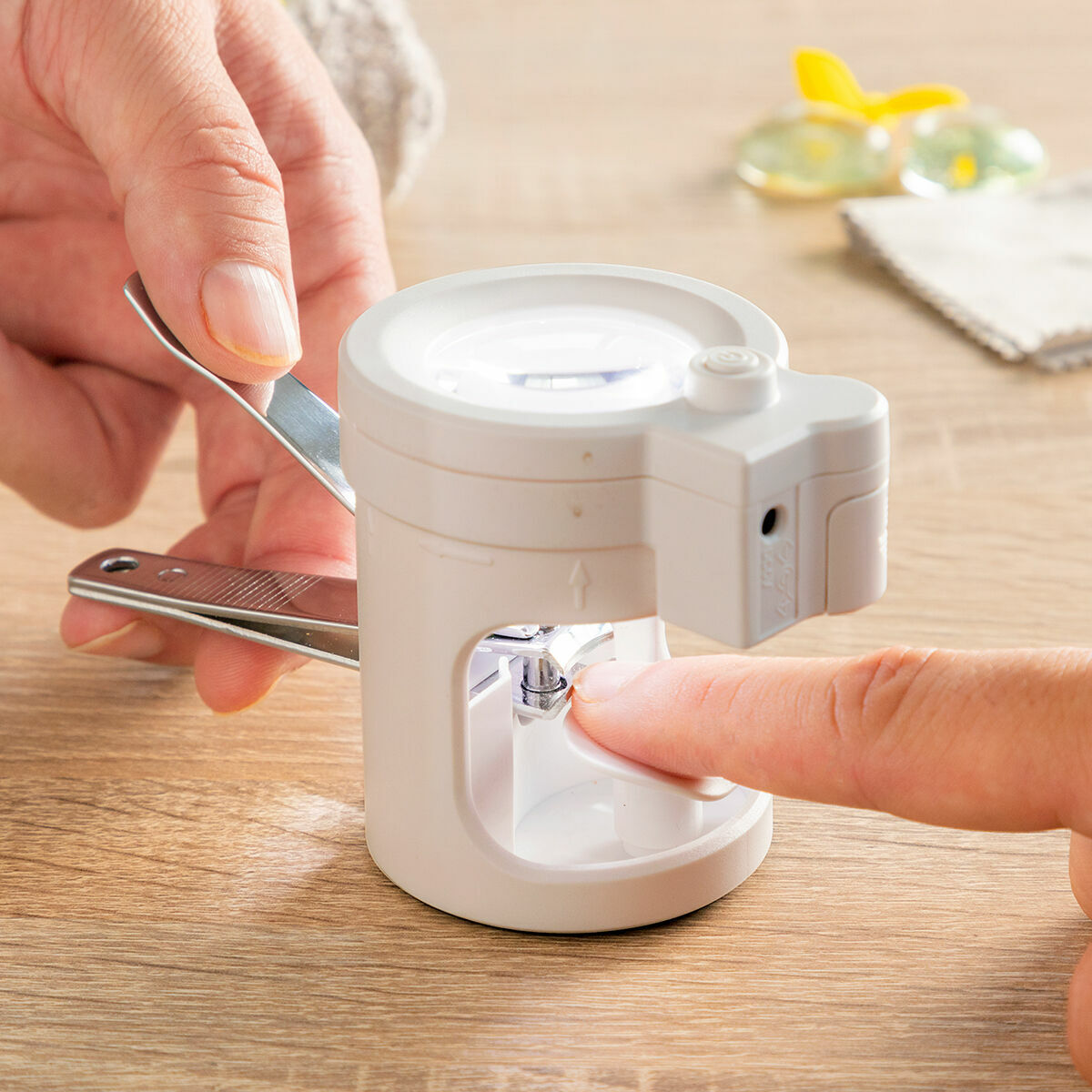 Rechargeable LED Nail Clipper With Magnifier