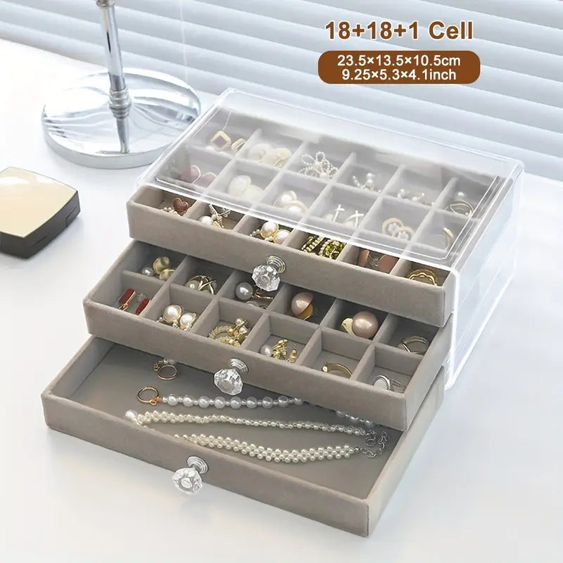 3 Compartment Velvet Jewelry Organizer
