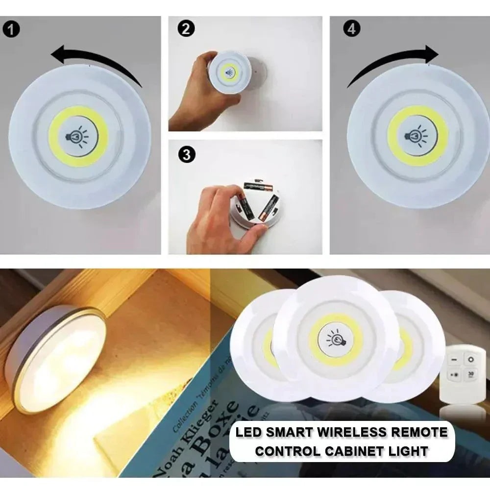 3 Pcs Wireless LED Closet Lights With Remote Control