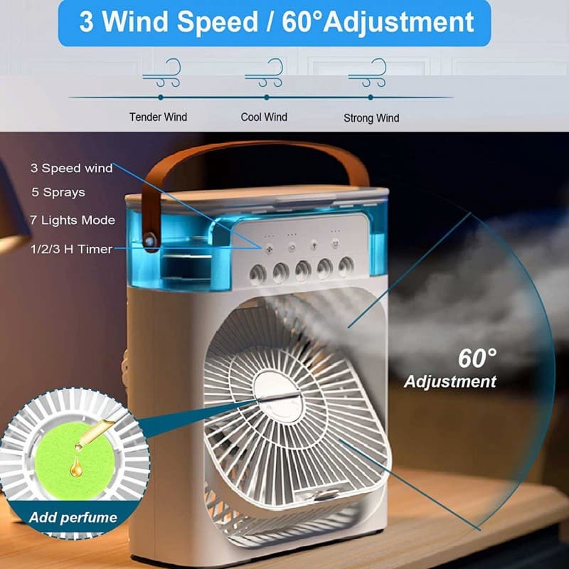 3-in-1 Mini Air Cooling Fan – Instant Thandi Hawa ❄️ Without AC Bill