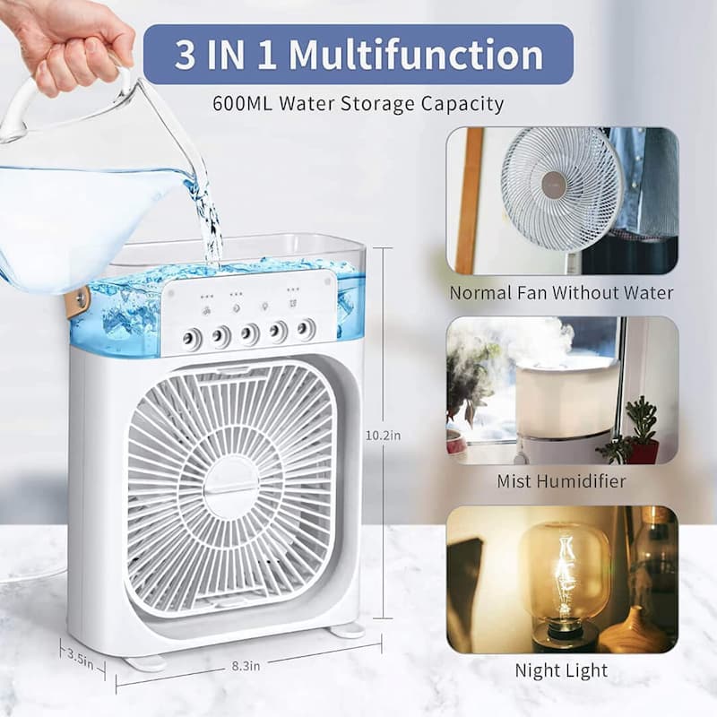 3-in-1 Mini Air Cooling Fan – Instant Thandi Hawa ❄️ Without AC Bill