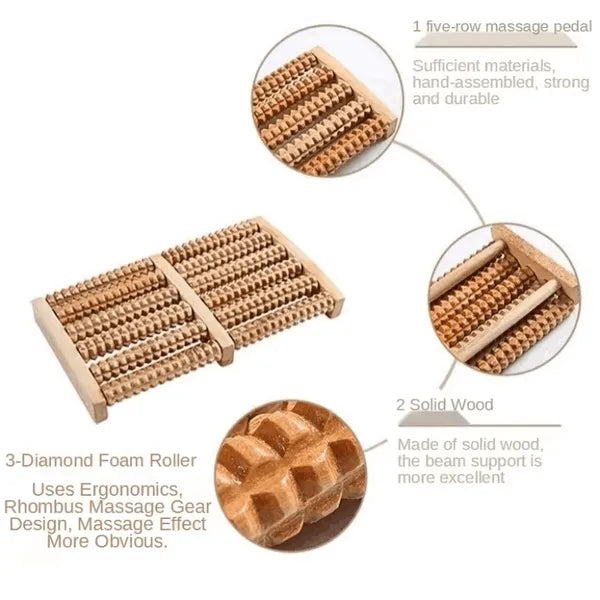Natural Wooden Foot Roller Massager  – Instant Foot Pain & Stress Relief
